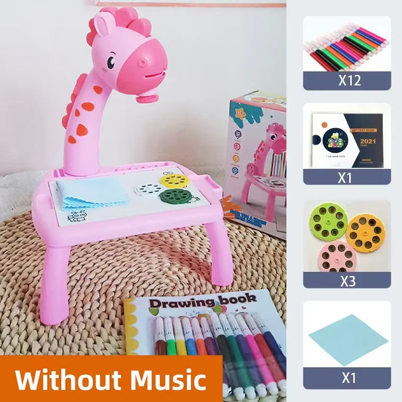 Children led projector drawing table toy painting set table educational board learning tools painting toys for children