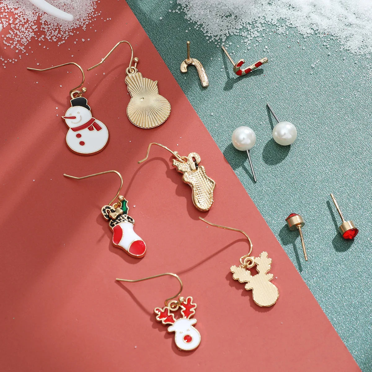 6 Pairs Christmas Earrings Xmas Tree Elk Snowman Santa Claus Cute Ear Stud Dangle Earrings Christmas Gifts For Women Girls Kids