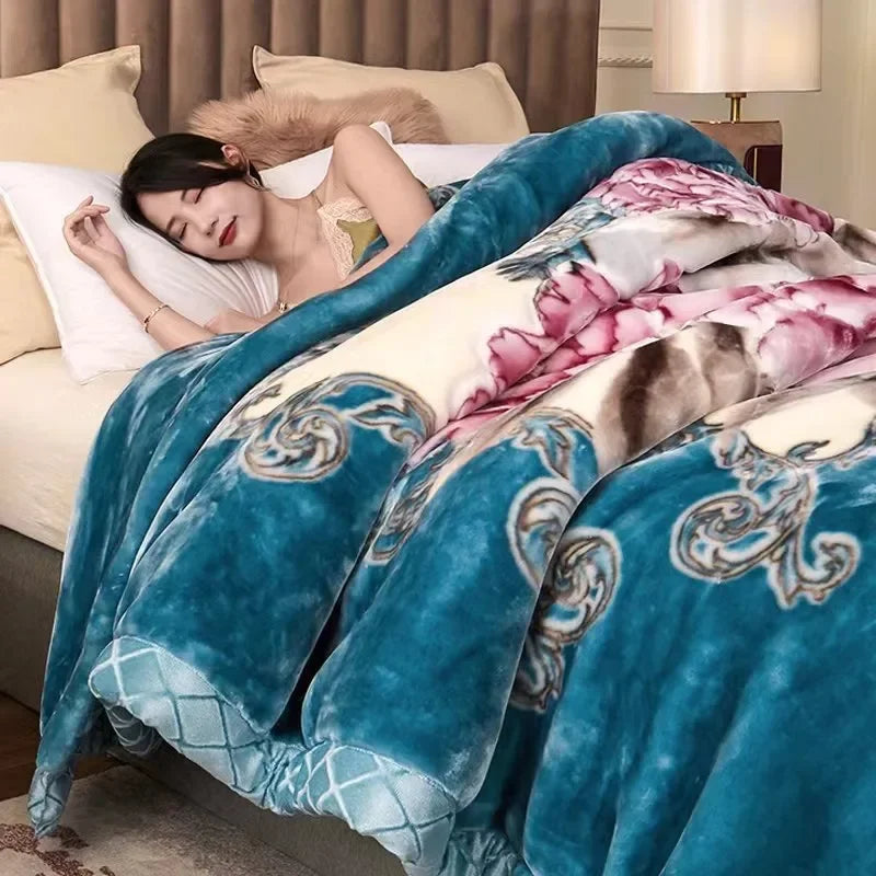 Soft Warm Weighted Blankets for Beds Thickened Quilt Duvet Soft Coral Fleece Flannel Blankets Double Side Plush Comforter Quilt