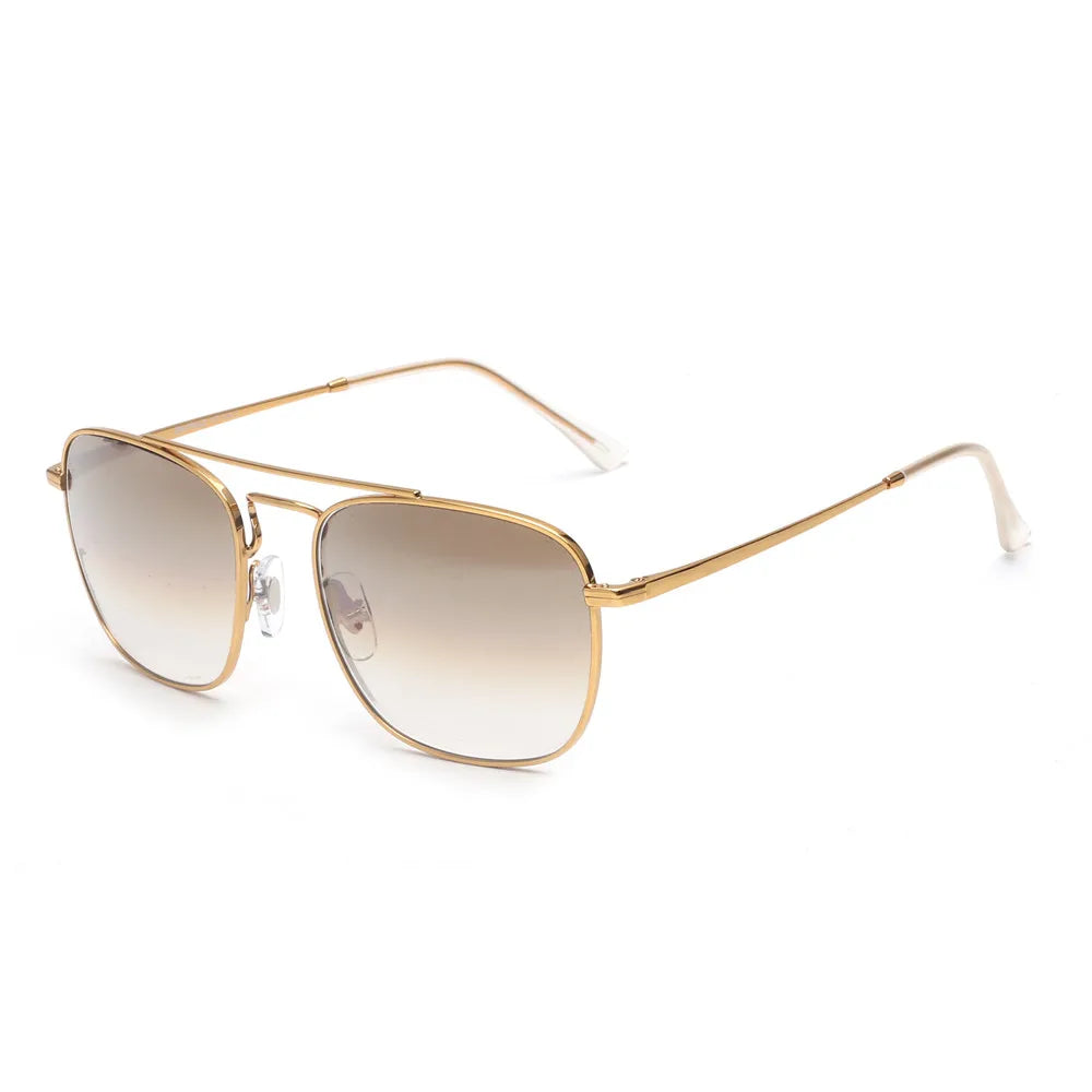 Fashion Glass Lenses Men Women Square Sunglasses Brand Designer Metal Frame UV400