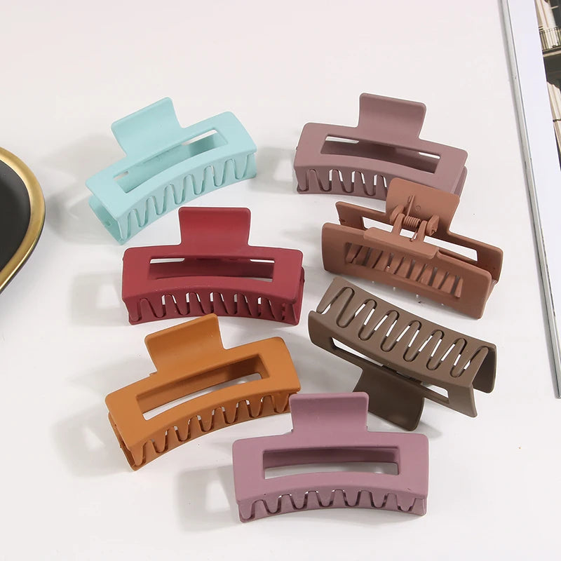 8.5cm 10.5cm Large Square Matte Hair Claw Clip Non Slip Solid Color Shark Hair Clip for Women Girls Hair Accessories