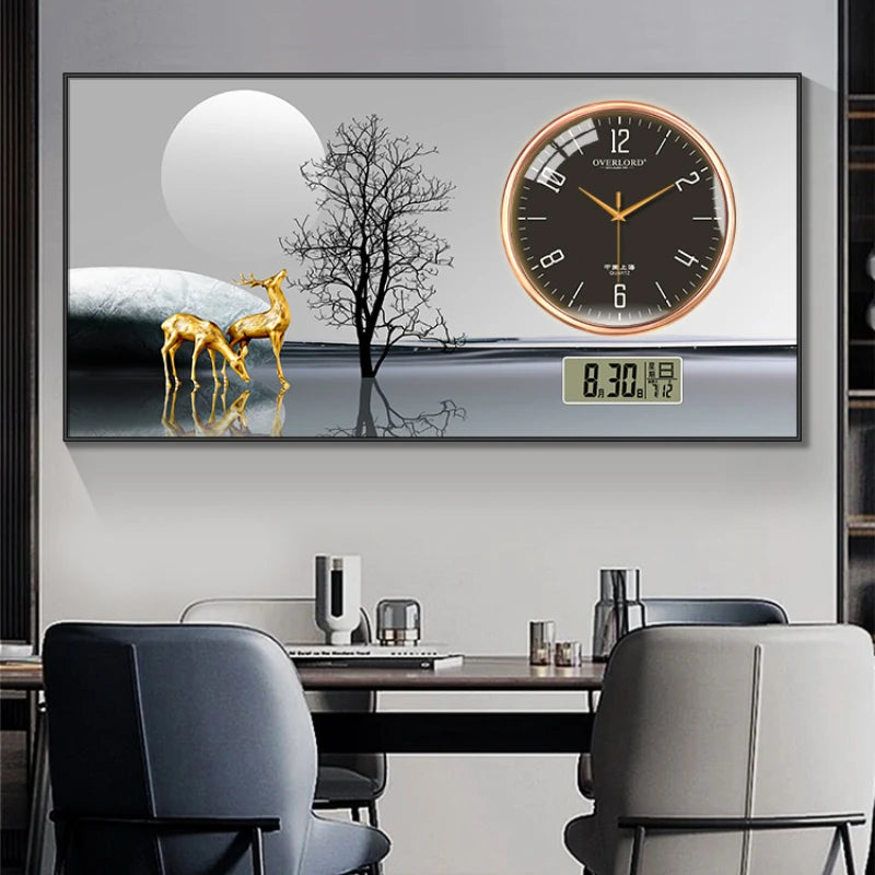 Modern light luxury perpetual calendar electronic clock wall clock living room decorative painting table wall clock