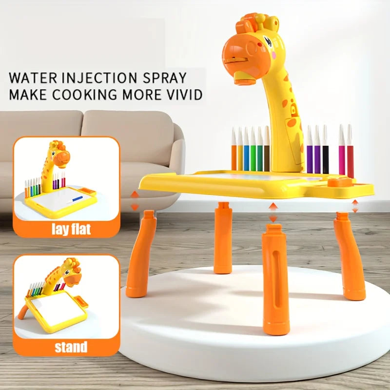 Children led projector drawing table toy painting set table educational board learning tools painting toys for children