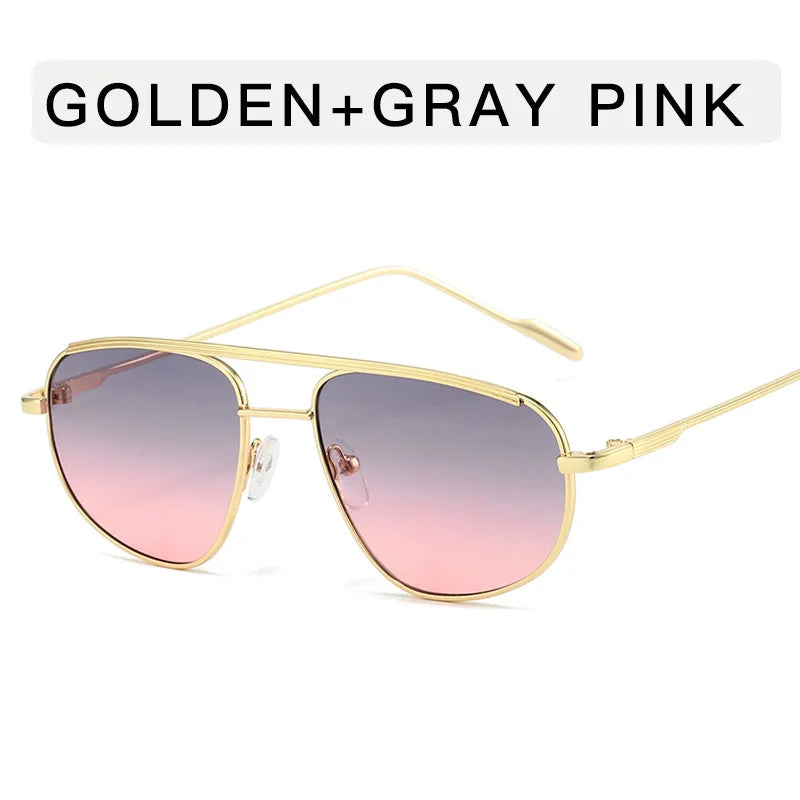Metal Punk Square Pilot Sunglasses Women Men Luxury Brand Metal Half Frame Sun Glasses Female Gradient Shades Eyewear
