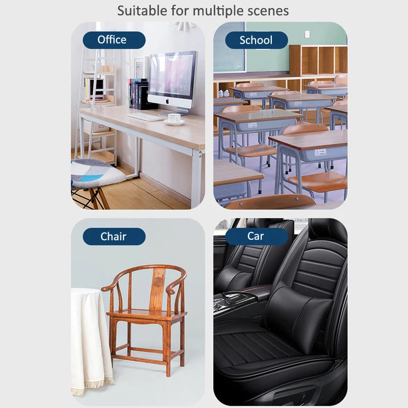 Memory Foam Seat Cushion Waist Back Support Pillow Set Orthopedic Ergonomic Coccyx Relief Hip Lumbar Pad for Office Chair Car