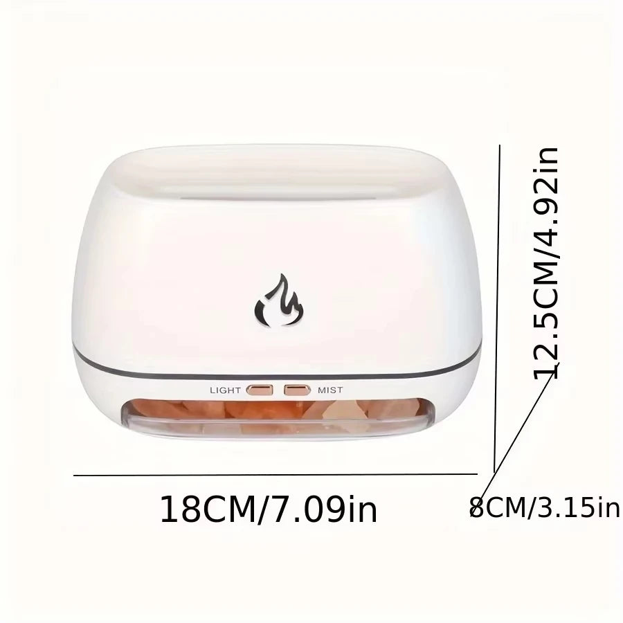 New 3D Flame Fire Aroma Air Humidifier Himalayan Crystal Salt Stone Colorful Night Light Aromatherapy Essential Oil Diffuser