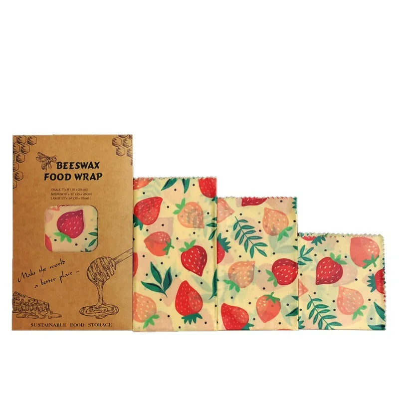 3PCS Set Reusable Organic Beeswax Food Wrap for Fresh Keeping and Eco Friendly Kitchen Plastic Packaging Paper Food Packaging