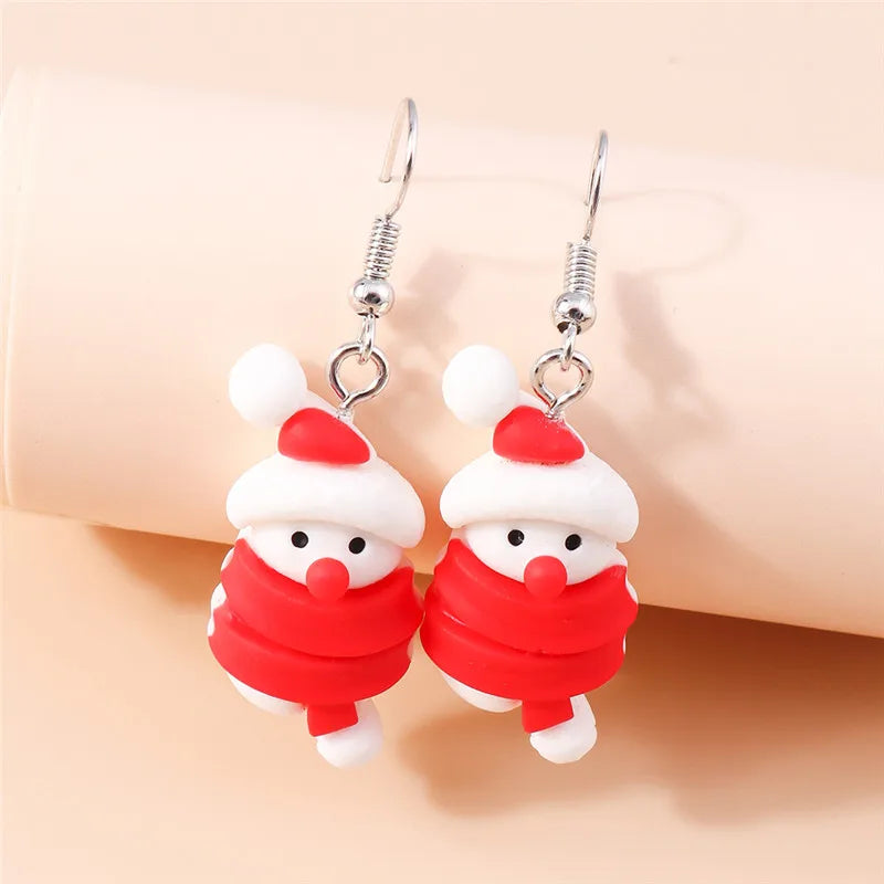 Aihua Hot Sale 3D Cute Cartoon Christmas Earrings Kawaii Fluffy Decoration Tree Deer Bell Earrings for Women Xmas New Year Gifts