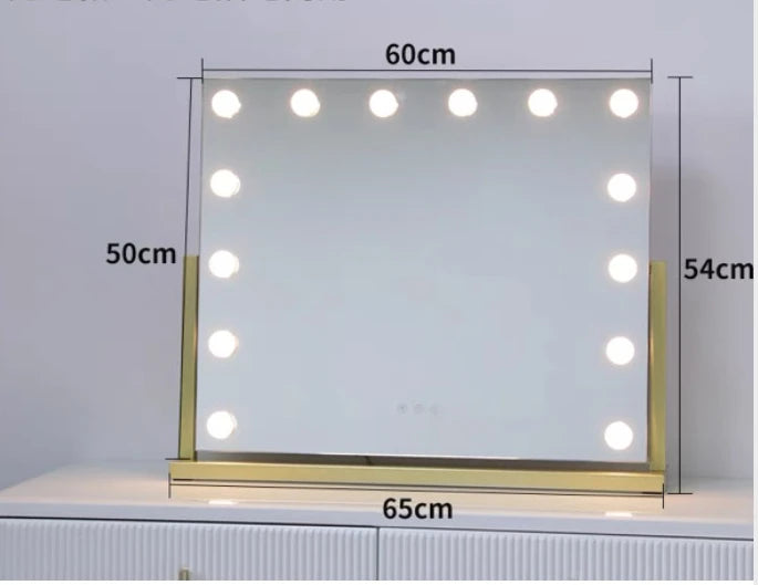 Large Vanity Mirror with Lights Makeup Mirror 17 LED Bulbs 3 Color Lighting Cosmetics for Dressing Bedroom Tabletop White