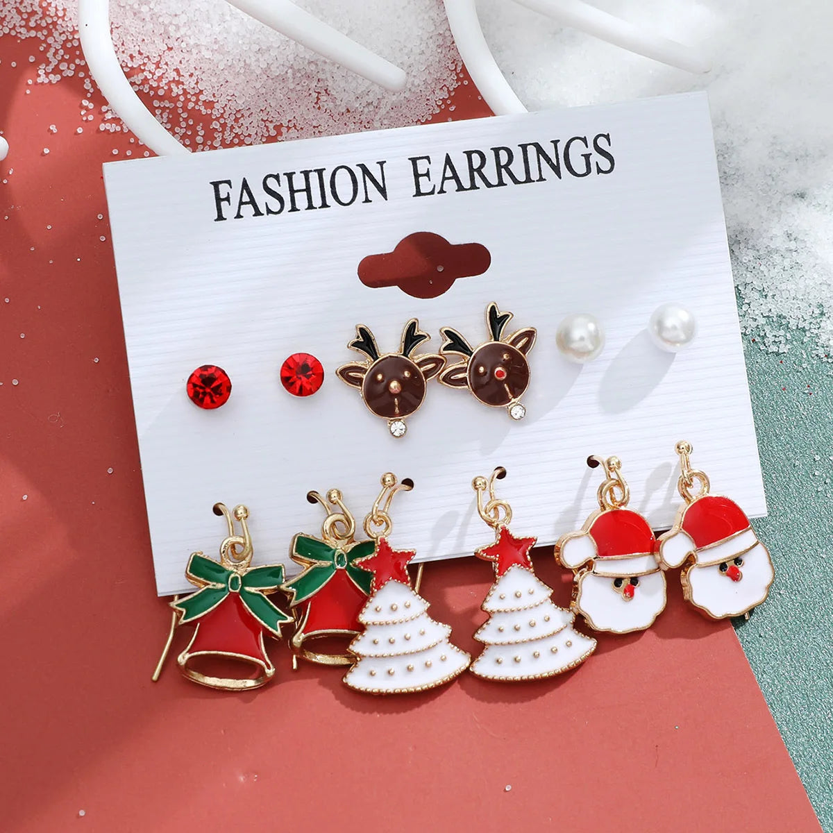 6 Pairs Christmas Earrings Xmas Tree Elk Snowman Santa Claus Cute Ear Stud Dangle Earrings Christmas Gifts For Women Girls Kids