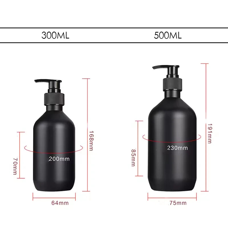 300/500ML Matte Black Liquid Soap Dispenser Refillable Shampoo Conditioner Body Lotion Container for Bathroom Supplies Hotel