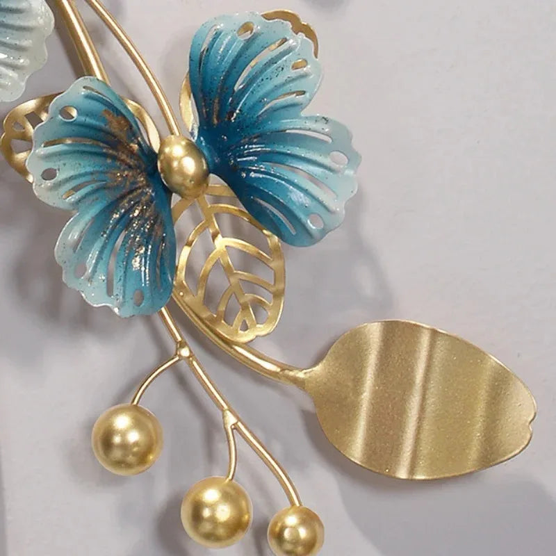 Metal Butterfly Wall Clock Home Fashion Creative Decoration Clock  Silent Sweep Seconds Quartz Watch Personality Wall Watchs