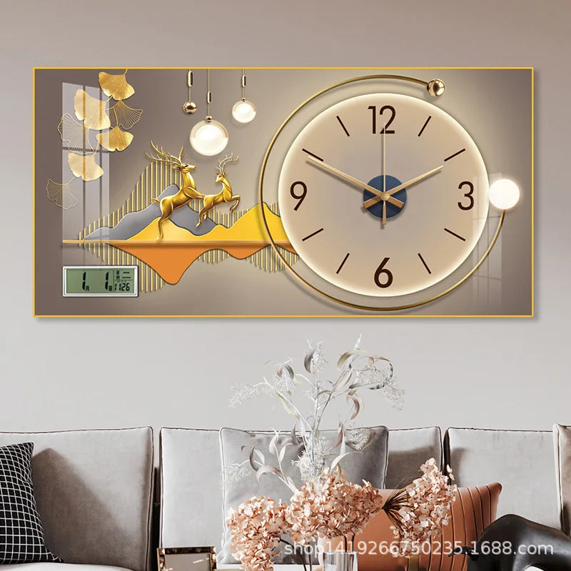 Simple modern fashion aluminum wall clock clock with temperature calendar clock