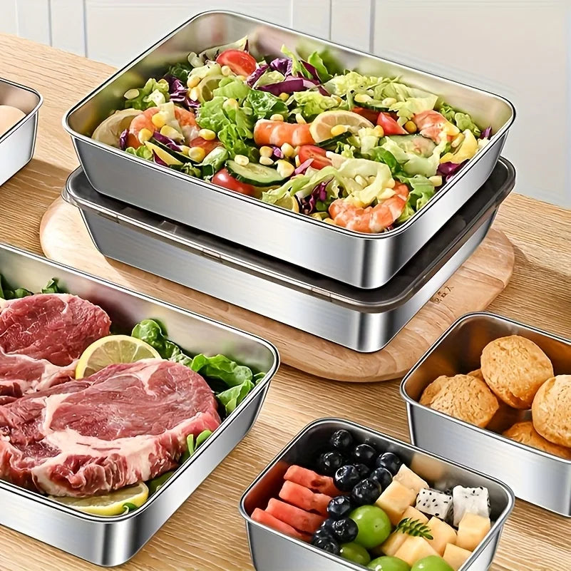 5pcs Stainless Steel Food Storage Set - Leak - Proof Lids, Durable & Easy , Sandwiches, Fruits - Great for Home, Parties