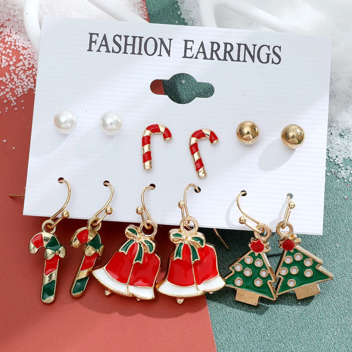 6 Pairs Christmas Earrings Xmas Tree Elk Snowman Santa Claus Cute Ear Stud Dangle Earrings Christmas Gifts For Women Girls Kids