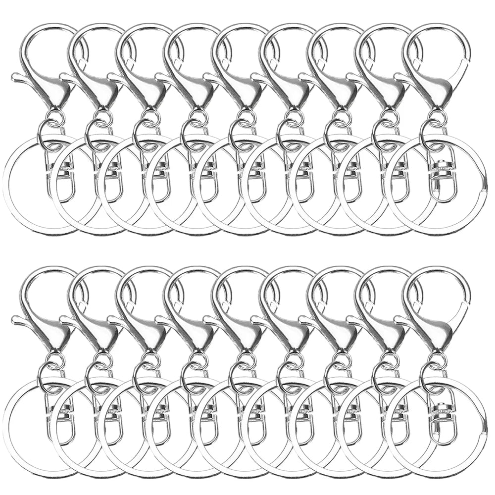 15/30/50/80Pcs Metal lobster Claw Clasp Keychains Swivel Spring Hook with Flat Split Ring for DIY Crafts Keychain Lanyard Making