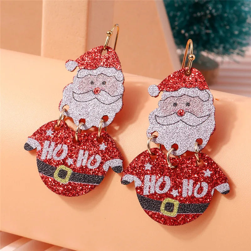 Aihua Hot Sale 3D Cute Cartoon Christmas Earrings Kawaii Fluffy Decoration Tree Deer Bell Earrings for Women Xmas New Year Gifts