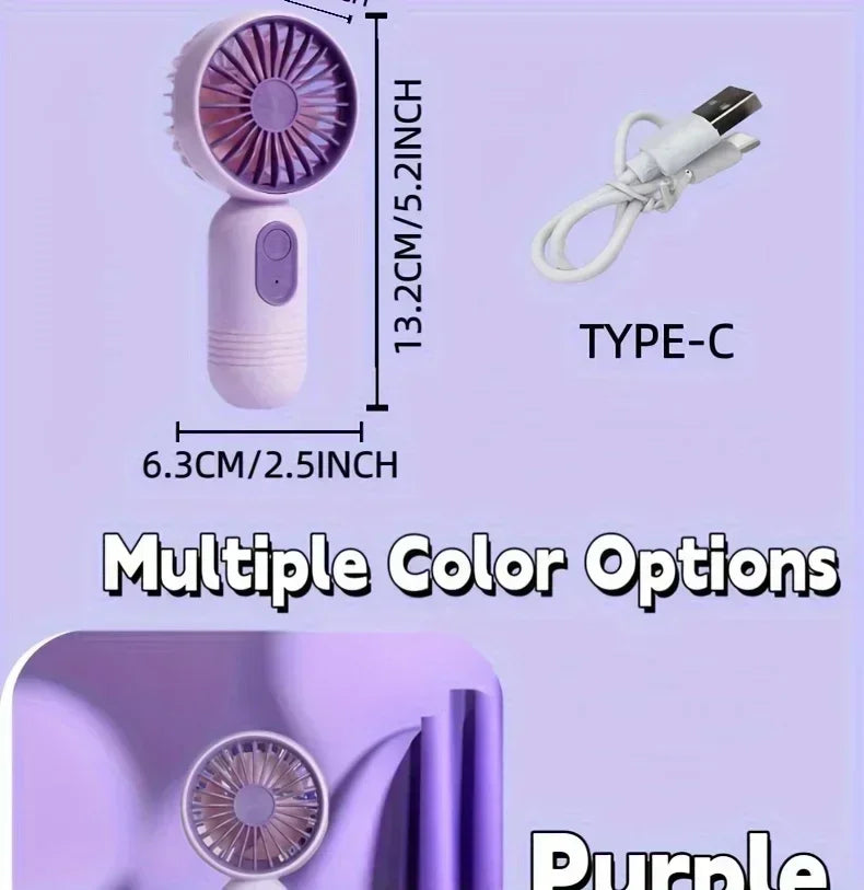 Travel, and Camping Mini Portable Fan USB Charging 3-speed - Handheld Fan for Men and Women Suitable for Office, Outdoor