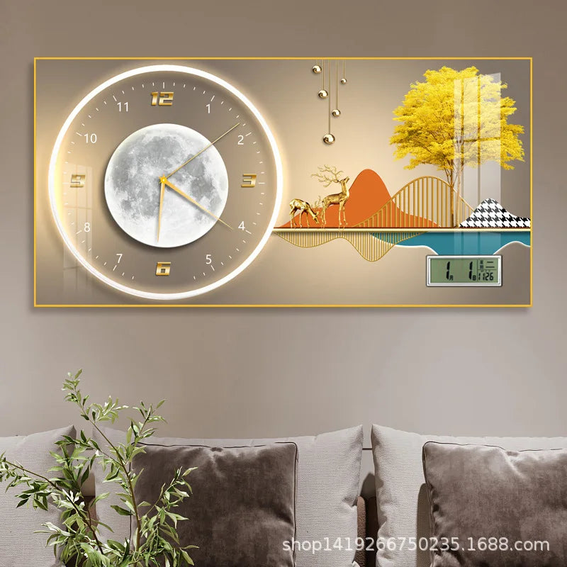 Simple modern fashion aluminum wall clock clock with temperature calendar clock