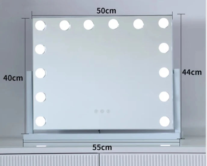 Large Vanity Mirror with Lights Makeup Mirror 17 LED Bulbs 3 Color Lighting Cosmetics for Dressing Bedroom Tabletop White