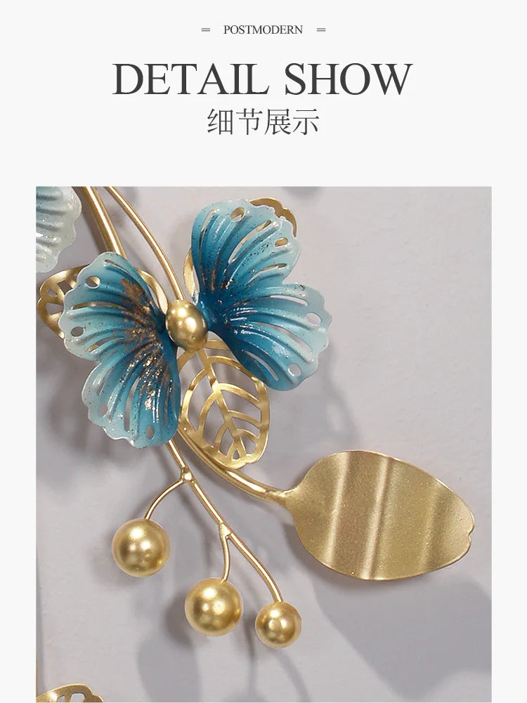 Metal Butterfly Wall Clock Home Fashion Creative Decoration Clock  Silent Sweep Seconds Quartz Watch Personality Wall Watchs