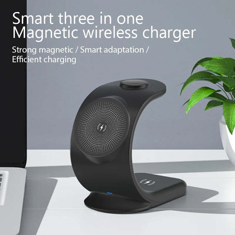 New Magnetic 3 in 1 Wireless Charger for Smart Phone/12 5-15W Wireless Charging Station for Watch/Earphones Phone Holder/Bracket