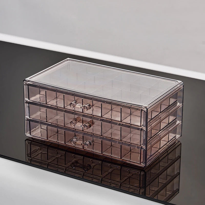 Acrylic Jewelry Organizers and Storage Box with 3 Drawers, Clear Jewelry Box for Women, Earring Organizer for Ring Necklace