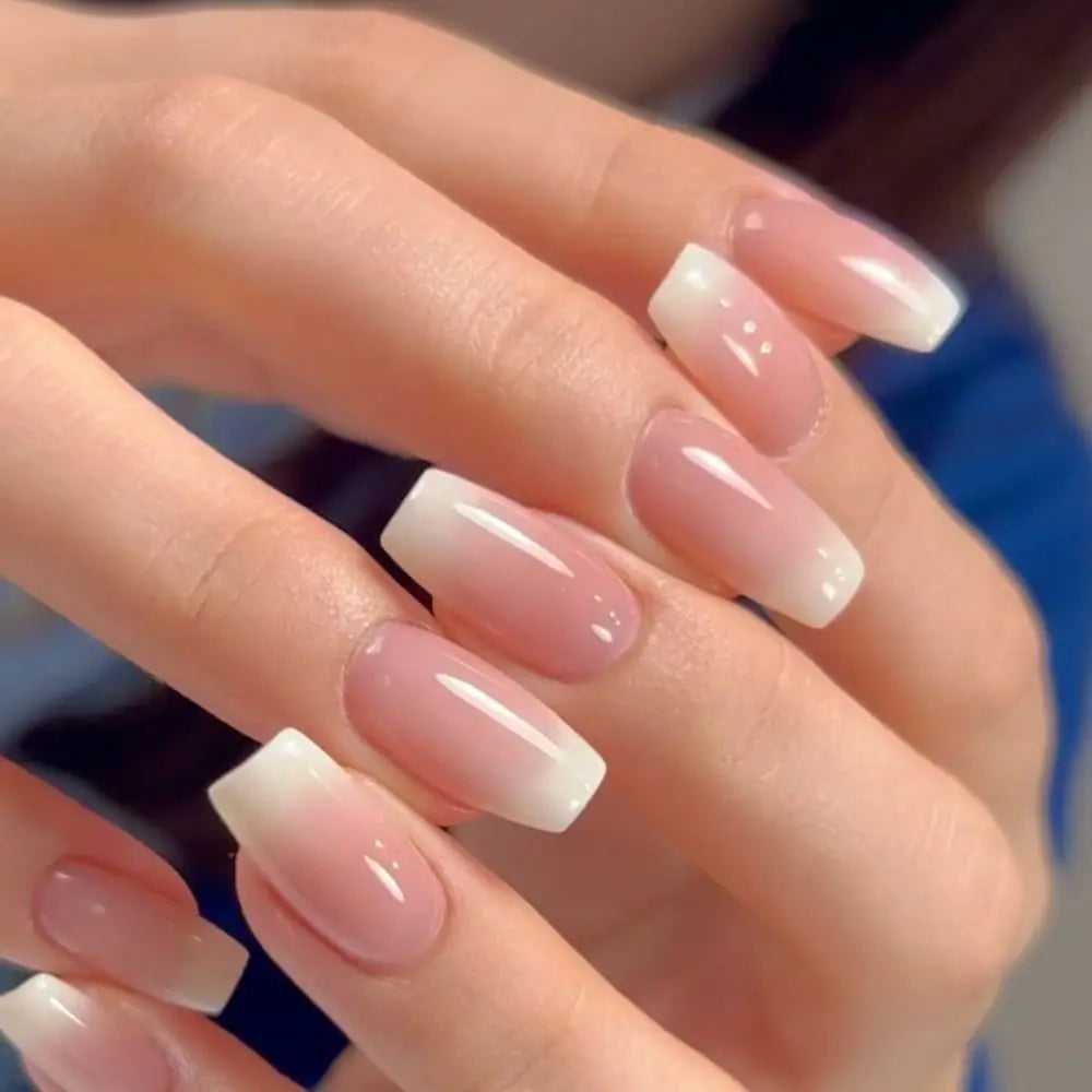 24PCS waterproof French Ombre Press-On Nails
