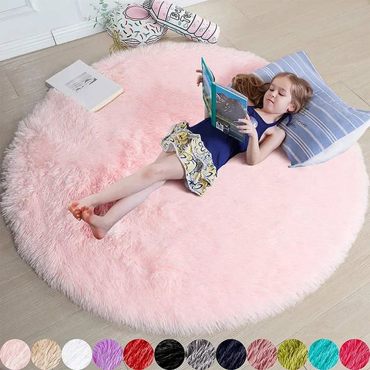 Soft Luxe Round Carpet – Fluffy White Rug for Living Room, Kid’s Room & More