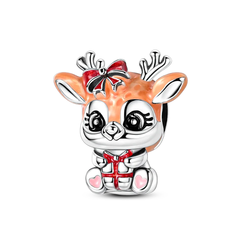 Ladies' Christmas Bead Pendant 925 Pure Silver Snowman Santa Claus Suitable Original Bracelet Exquisite DIY Jewelry Gift