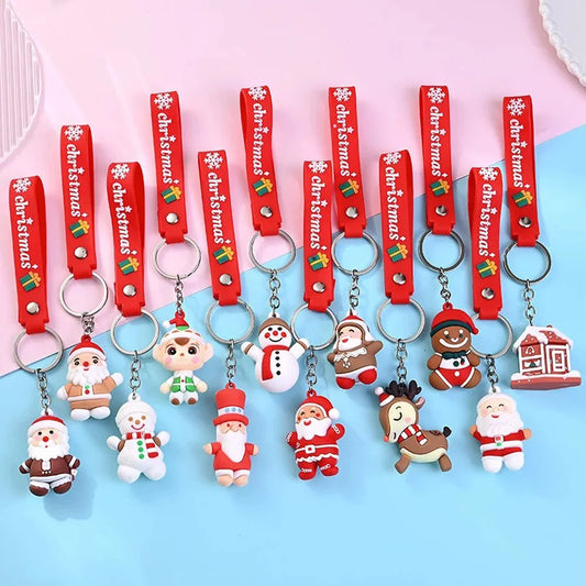 6PCS/3PCS/1PC - Cute Christmas with Pimp Keychain Cartoon 3D Santa Claus Pendant - Suitable for Christmas Gifts, Activities, Ope