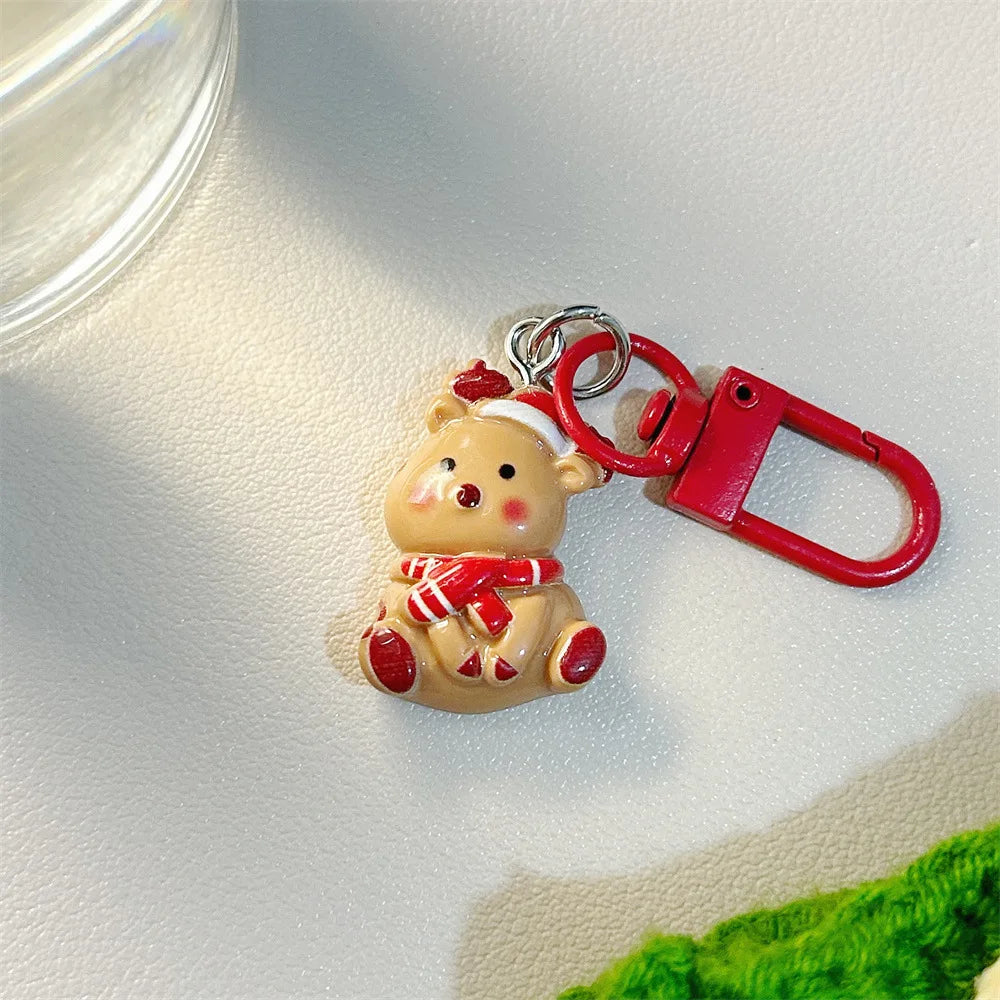 Cute Santa Claus Keychains Enamel Christmas Tree Wreath Keyrings Festival Gifts for Women Men Handbag Pendants