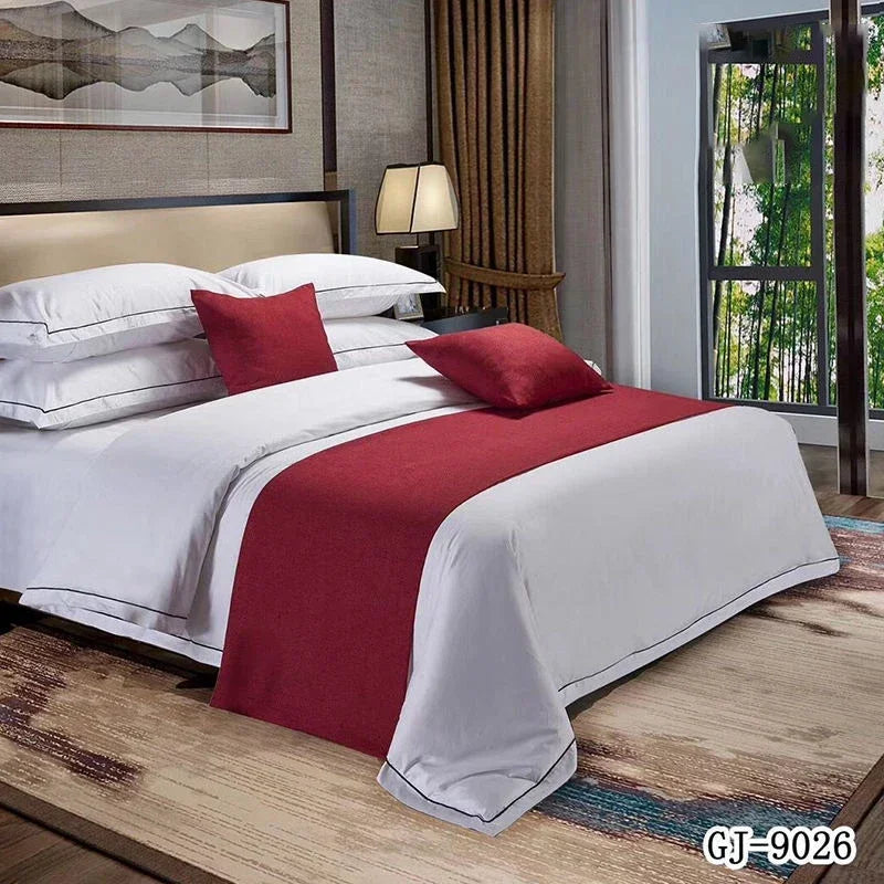 Jacquard Bed Runner Pillow Case Scarf Solid Soft Luxury Bedding Protector Slipcover Bedroom Guestroom Hotel Wedding Room Decor