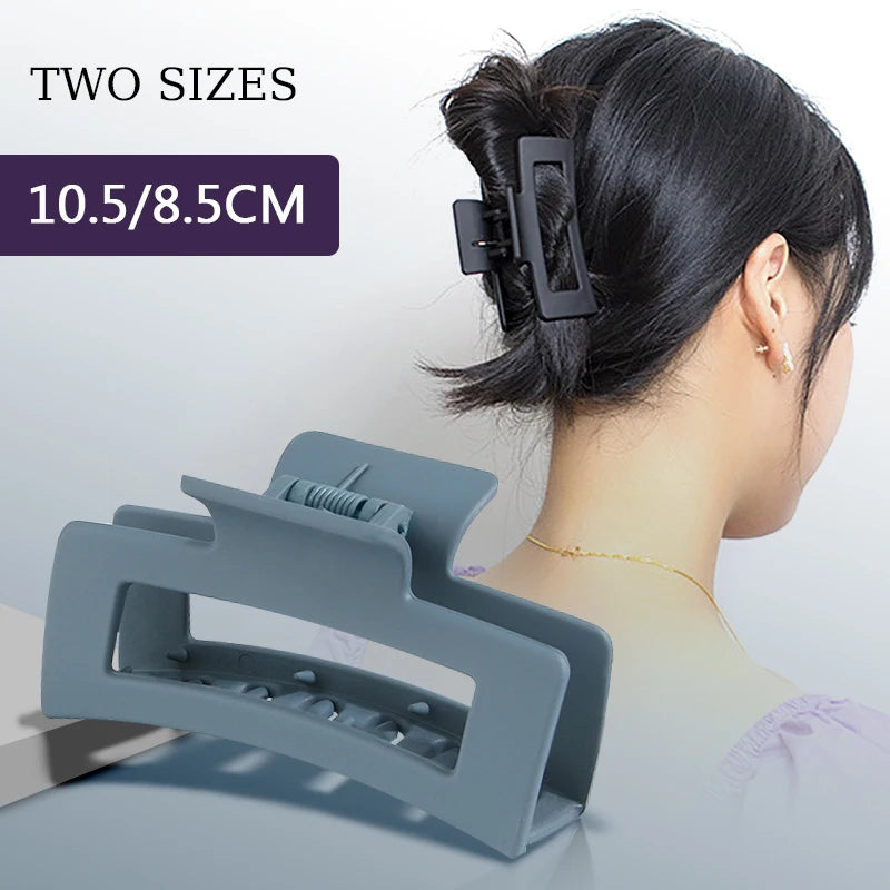 8.5cm 10.5cm Large Square Matte Hair Claw Clip Non Slip Solid Color Shark Hair Clip for Women Girls Hair Accessories