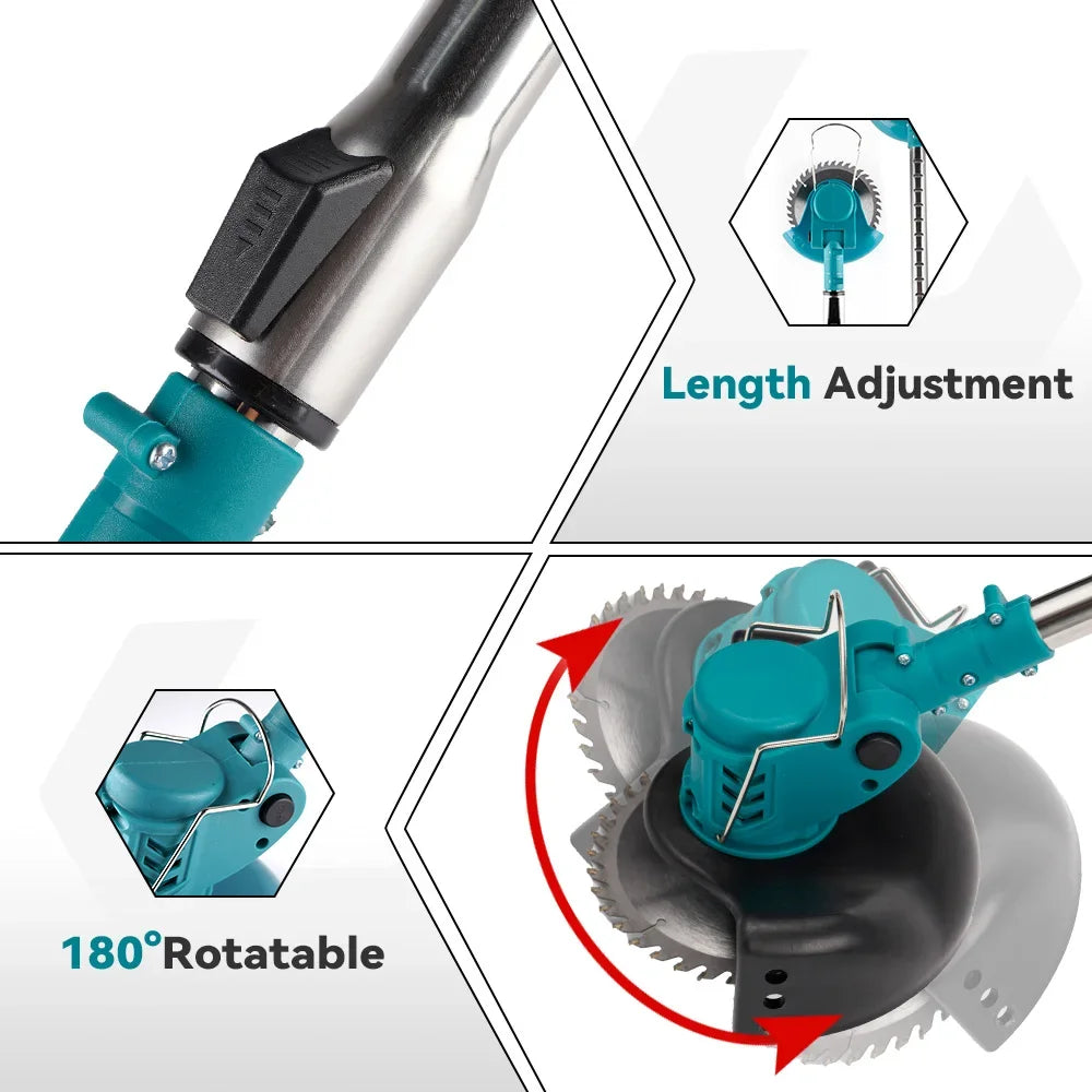 YOFIDRA Electric Lawn Mower Length Adjustable Cutter Cordless Garden Grass Cutting Trimmer Fit For 21V 18V Battery Pins