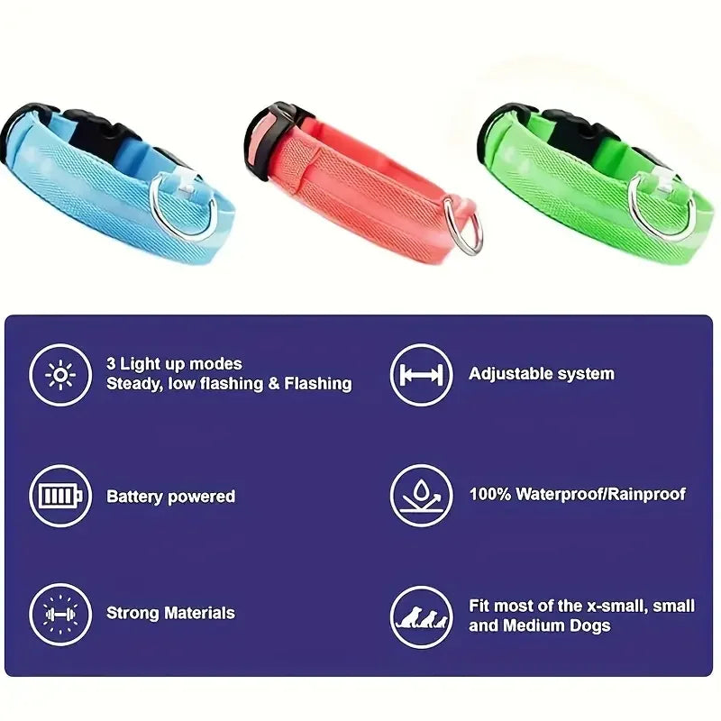 LumiStride™ Illuminated Pet Leash &amp; Collar Set – Luxury Nylon LED Night Safety Duo