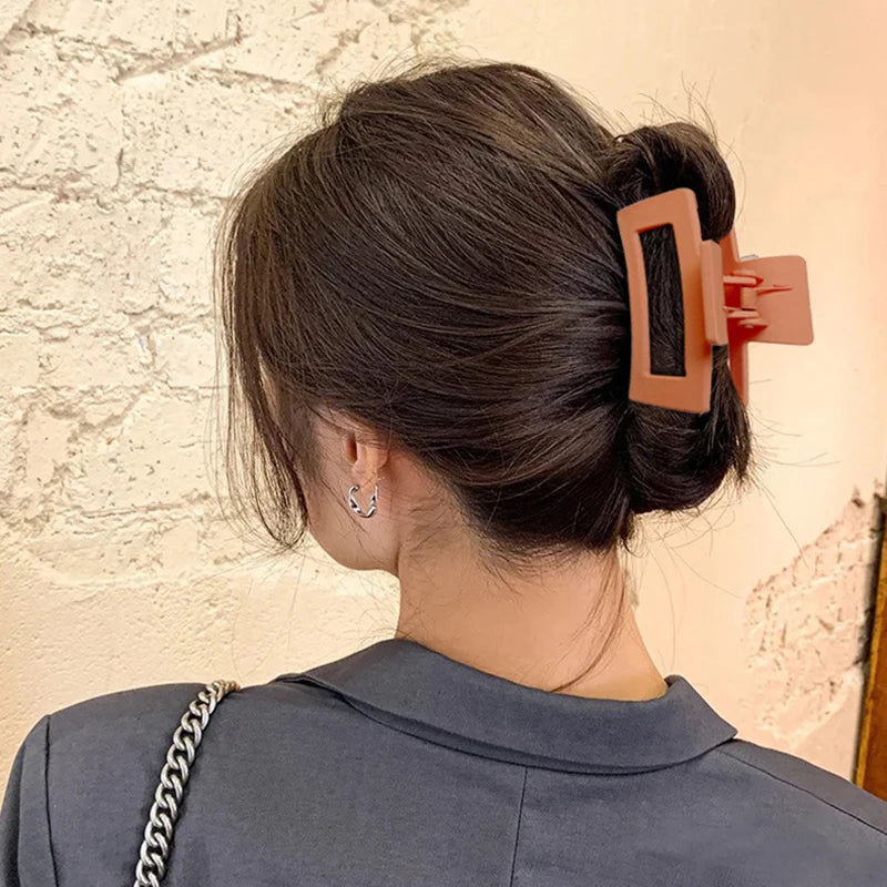 8.5cm 10.5cm Large Square Matte Hair Claw Clip Non Slip Solid Color Shark Hair Clip for Women Girls Hair Accessories