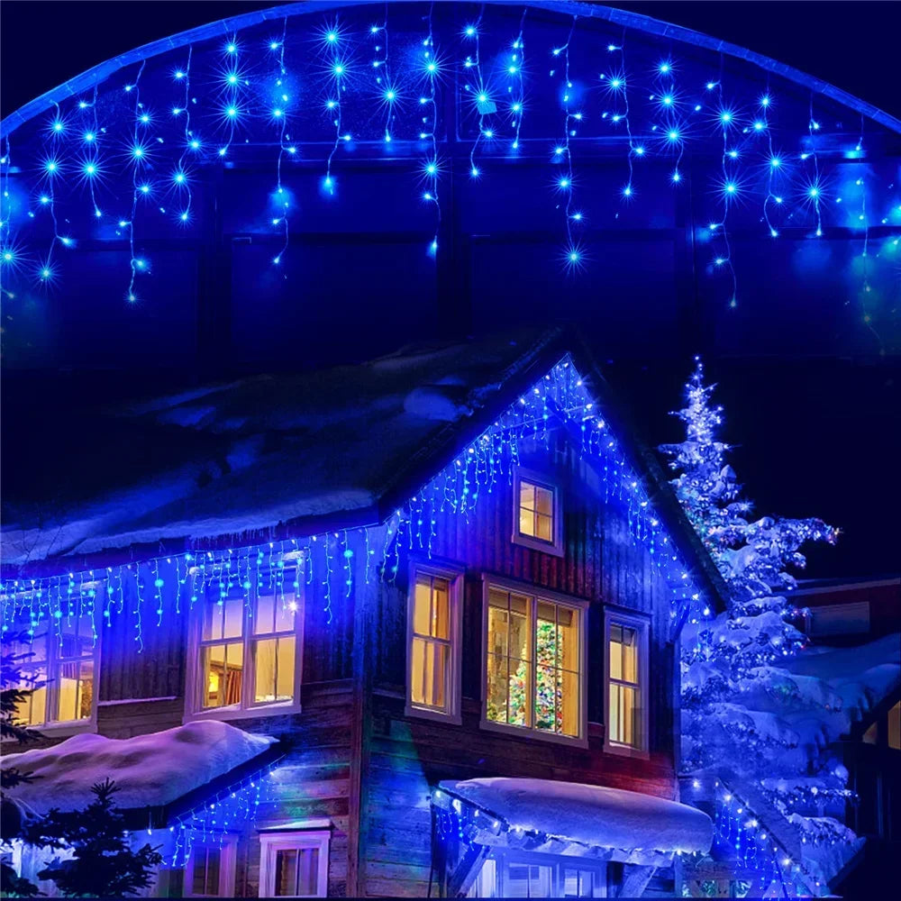 Christmas Decoration 2025 Fairy Lights Led lcicle String Lights Outdoor Curtain Garland Street Garland On The House Party 2026