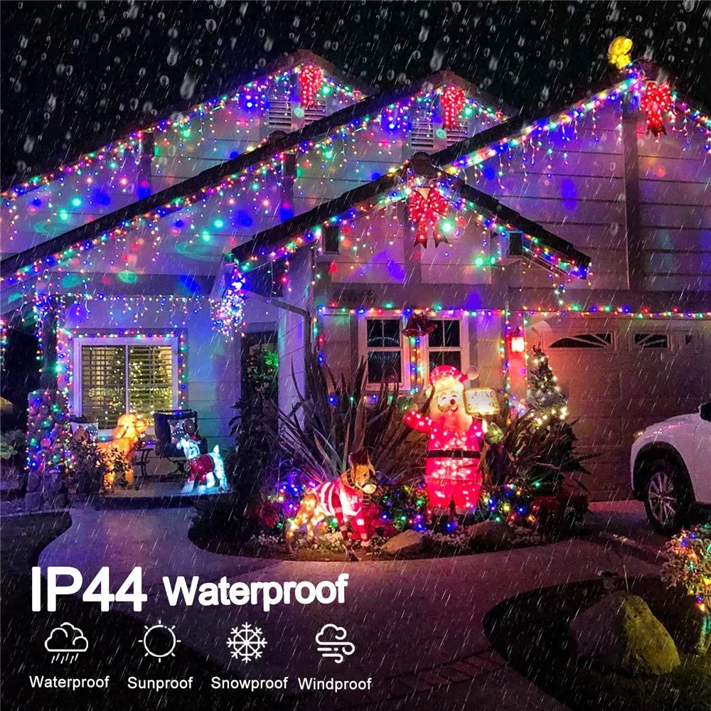 Christmas Decoration 2025 Fairy Lights Led lcicle String Lights Outdoor Curtain Garland Street Garland On The House Party 2026