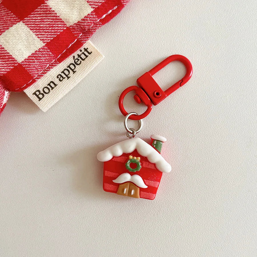 Cute Santa Claus Keychains Enamel Christmas Tree Wreath Keyrings Festival Gifts for Women Men Handbag Pendants