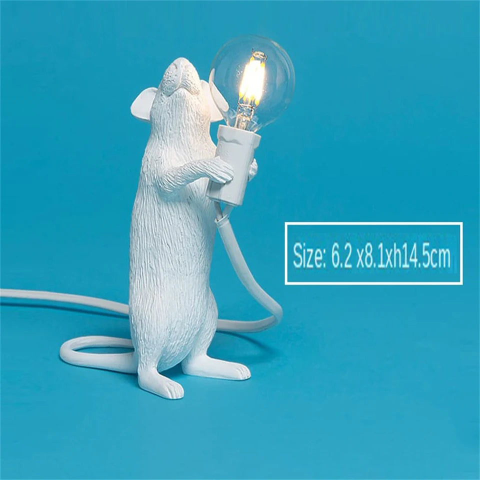 Nordic LED Table Lights Resin Animal Mouse Rat Cat Squirrel LED Night Lights Table Lamps Home Decor Desk Lamp Lighting Fixtures