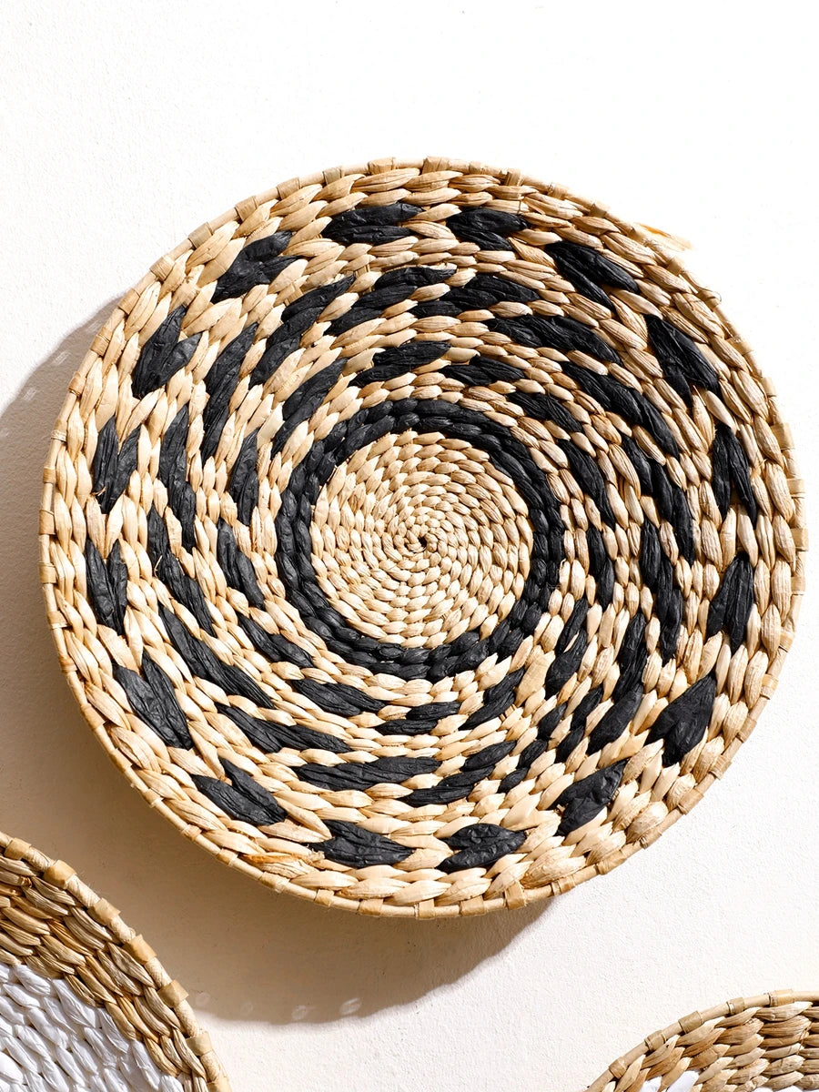 Seagrass Wall Hanging Decor Wall Basket Boho Home Decoration Handmade Natural Wall Art for Kitchen Bedroom Living Room Ornament