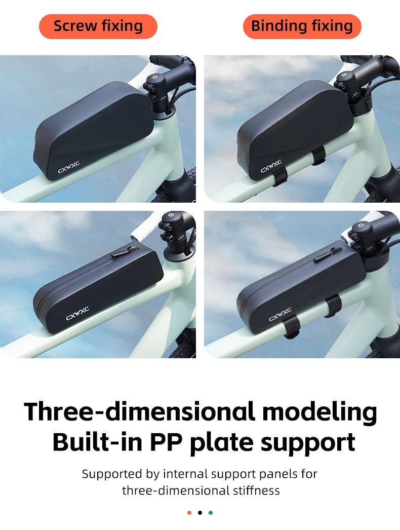 CXWXC Bicycle Magnetic Lid Top Tube Bag With Bolts Mounted & Straps Two Way Install MTB Road Bike Waterproof Front Frame Bag