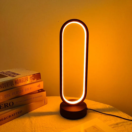LED Ring Bedside Lamp – 3-Color Dimmable Night Light for Bedroom & Living Room
