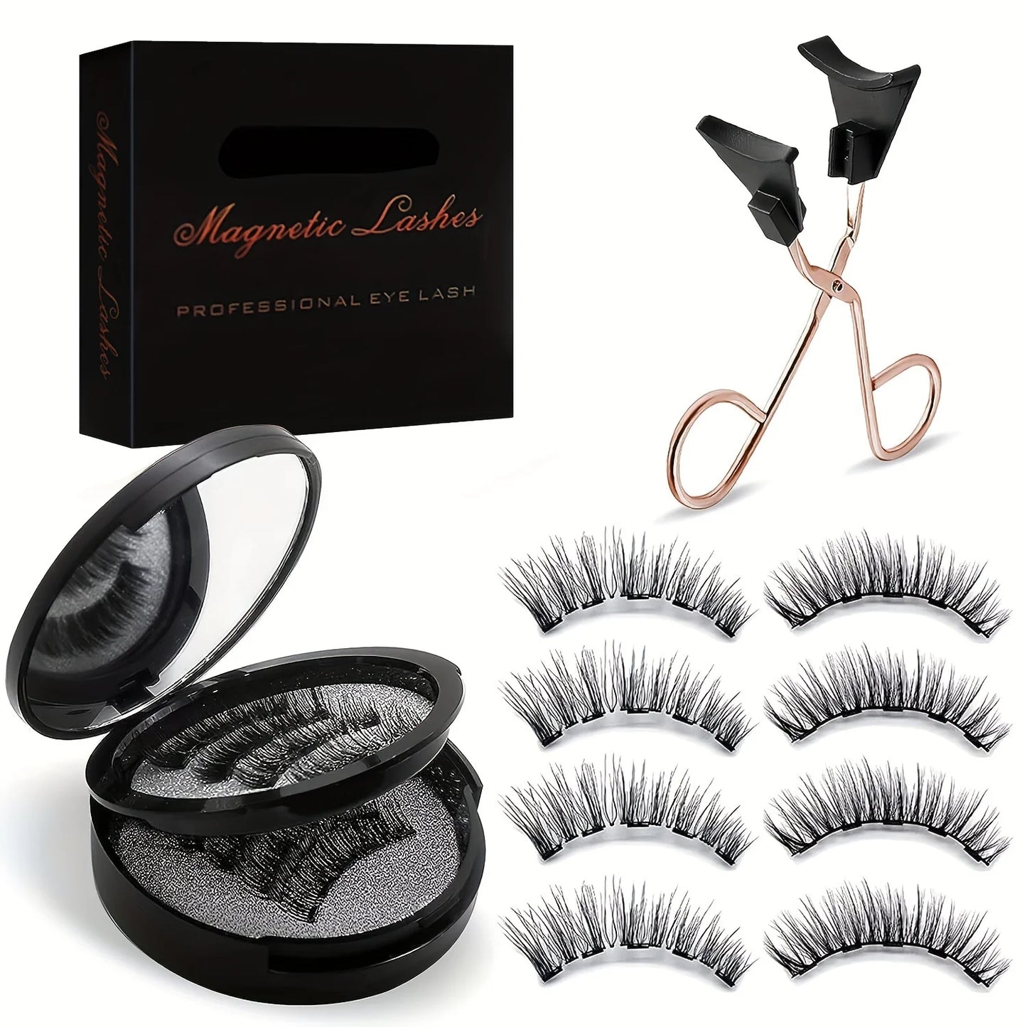 Magnetic Eyelash Kit – 8PCS Reusable Natural Lashes + Tools