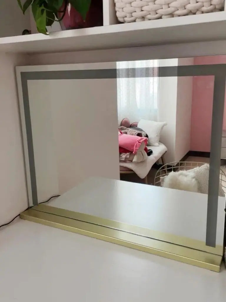 Large Vanity Mirror with Lights Lighted Makeup Mirrors with Dimmable LED Strips Tabletop for Women Dressing Room Bedroom