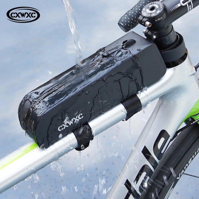 CXWXC Bicycle Magnetic Lid Top Tube Bag With Bolts Mounted & Straps Two Way Install MTB Road Bike Waterproof Front Frame Bag