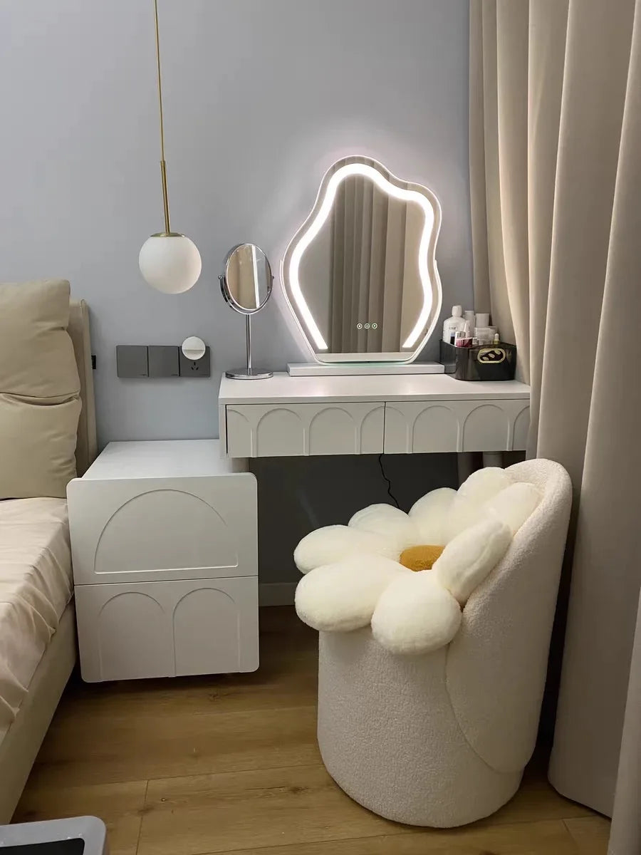 Cloud Shape vanity Mirror with Lights LED Makeup Mirror with Dimmable 3 Modes Touch Screen Control White 360-Degree Rotation