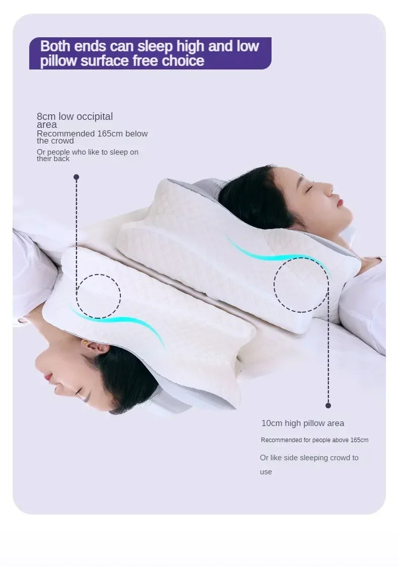 Butterfly-shaped memory foam neck pillow, slow rebound, orthopedic, relieves pain, aids sleep