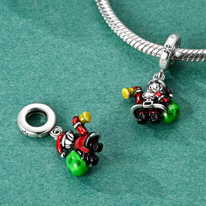 Ladies' Christmas Bead Pendant 925 Pure Silver Snowman Santa Claus Suitable Original Bracelet Exquisite DIY Jewelry Gift